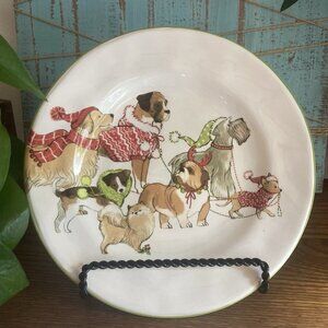 Pier 1 Park Avenue Puppies CHRISTMAS Salad Plate Dogs